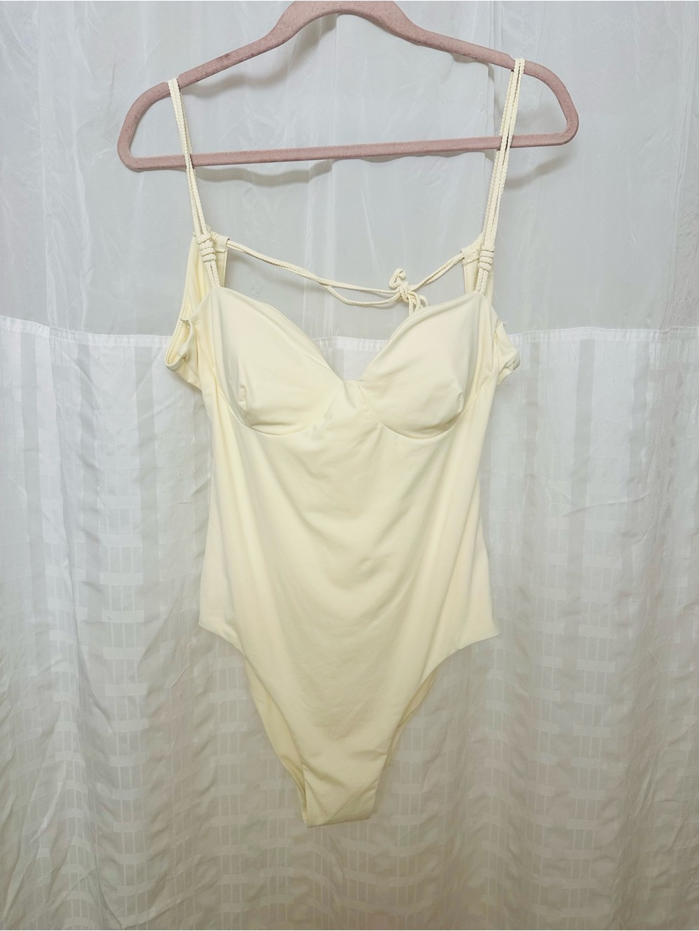NWT Zara Cream Sculpted Cups Swimsuit with Adjustable Straps XL